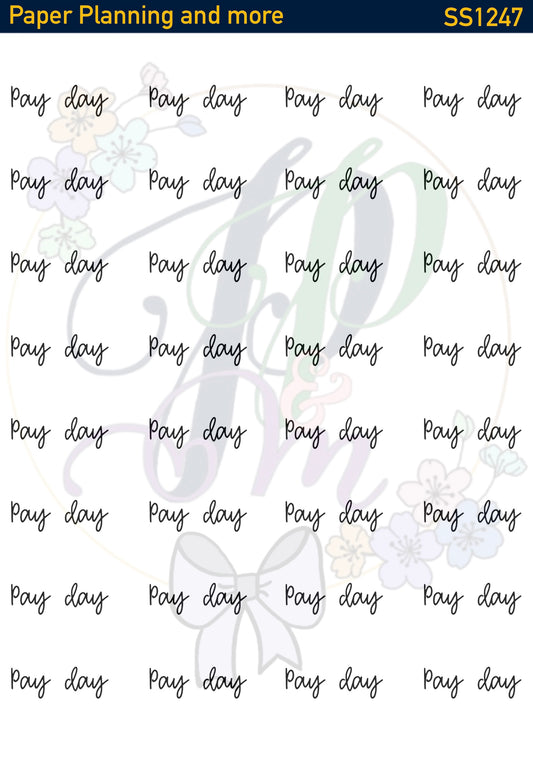 Pay Day Script Sticker Sheet