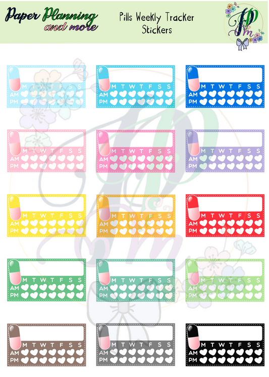 Pills Weekly Tracker Sticker Sheet