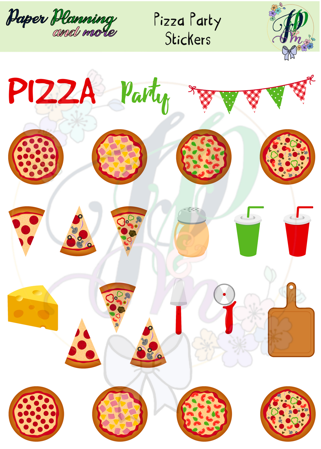Pizza Party Sticker Sheet