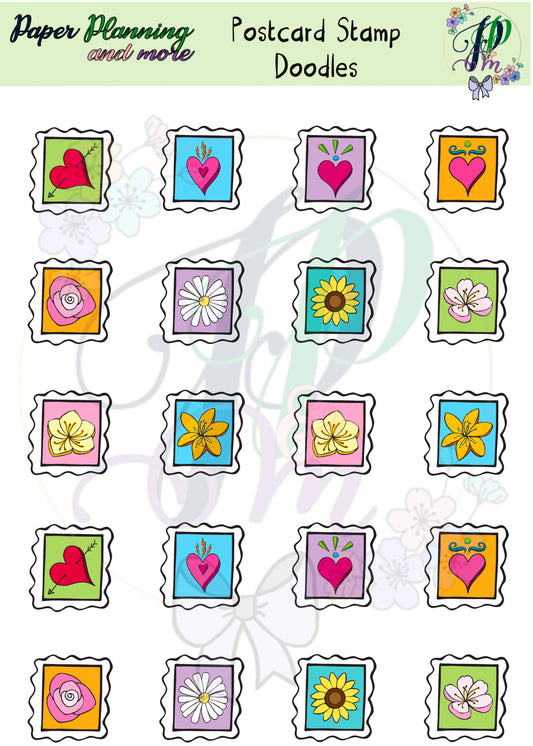 Postcard Stamps Sticker Sheet