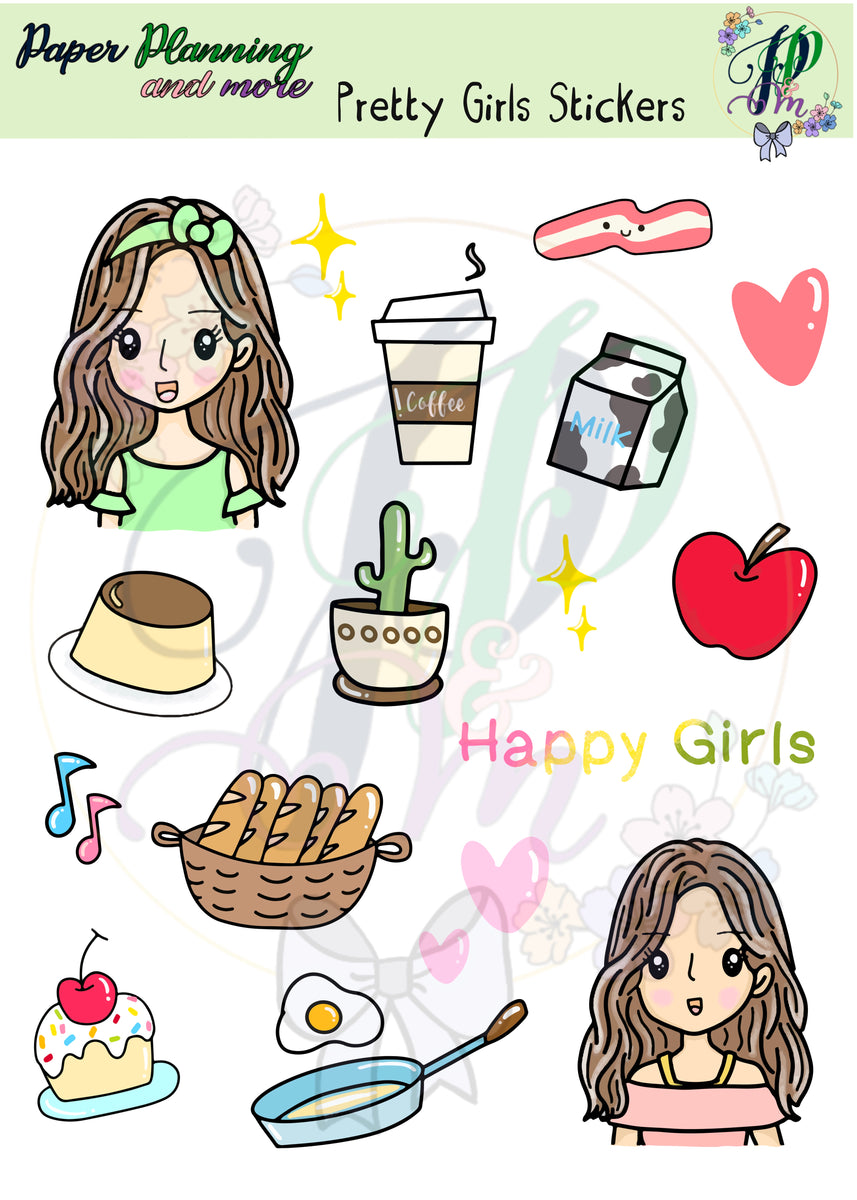 Pretty Girls Sticker Sheet โ Paper planning and more