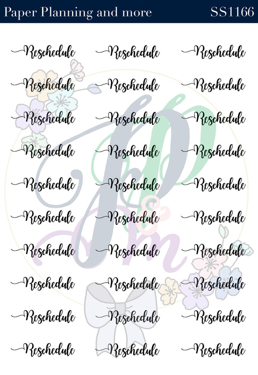 Reschedule Handwritten Sticker Sheet
