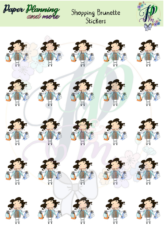 Shopping Brunette Sticker Sheet