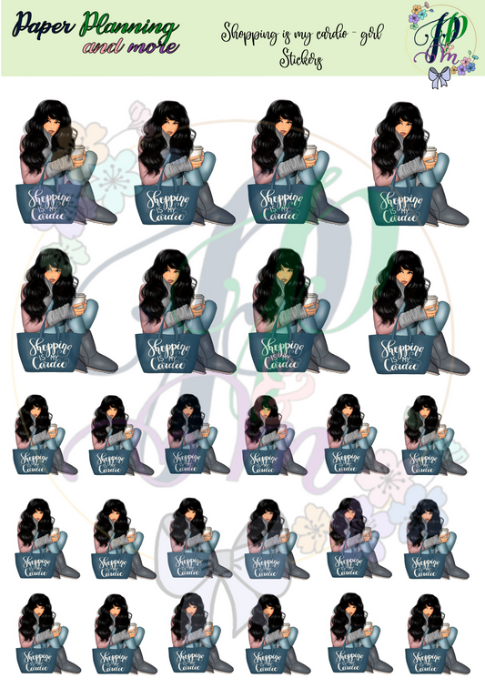Shopping is my Cardio - Girl Sticker Sheet