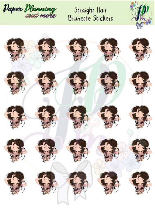 Straight Hair Brunette Sticker Sheet