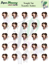 Load image into Gallery viewer, Straight Hair Brunette Sticker Sheet
