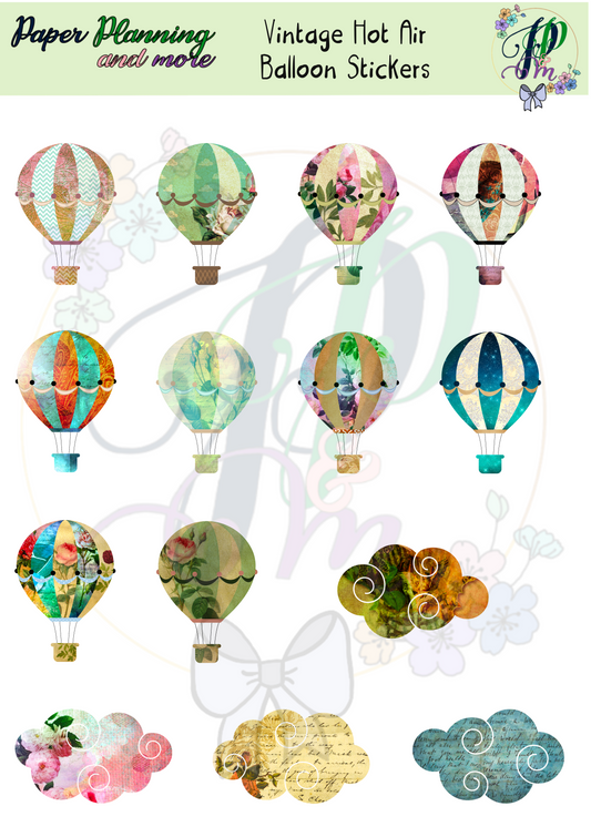 Vintage Hot Air Balloon Sticker Sheet