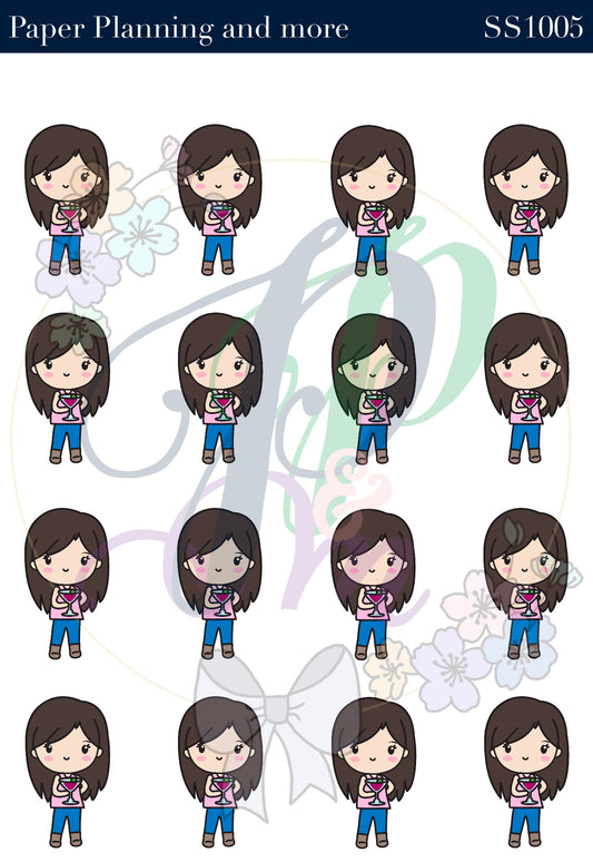 Wine Love Brunette Sticker Sheet