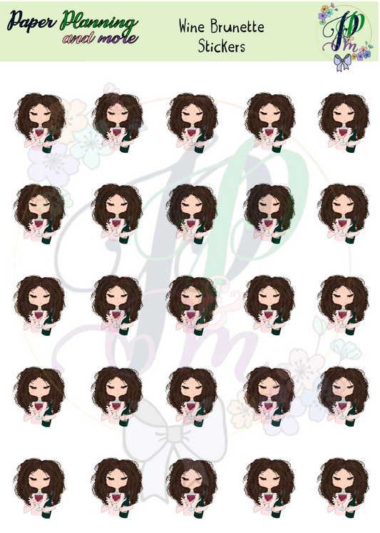 Wine Brunette Sticker Sheet