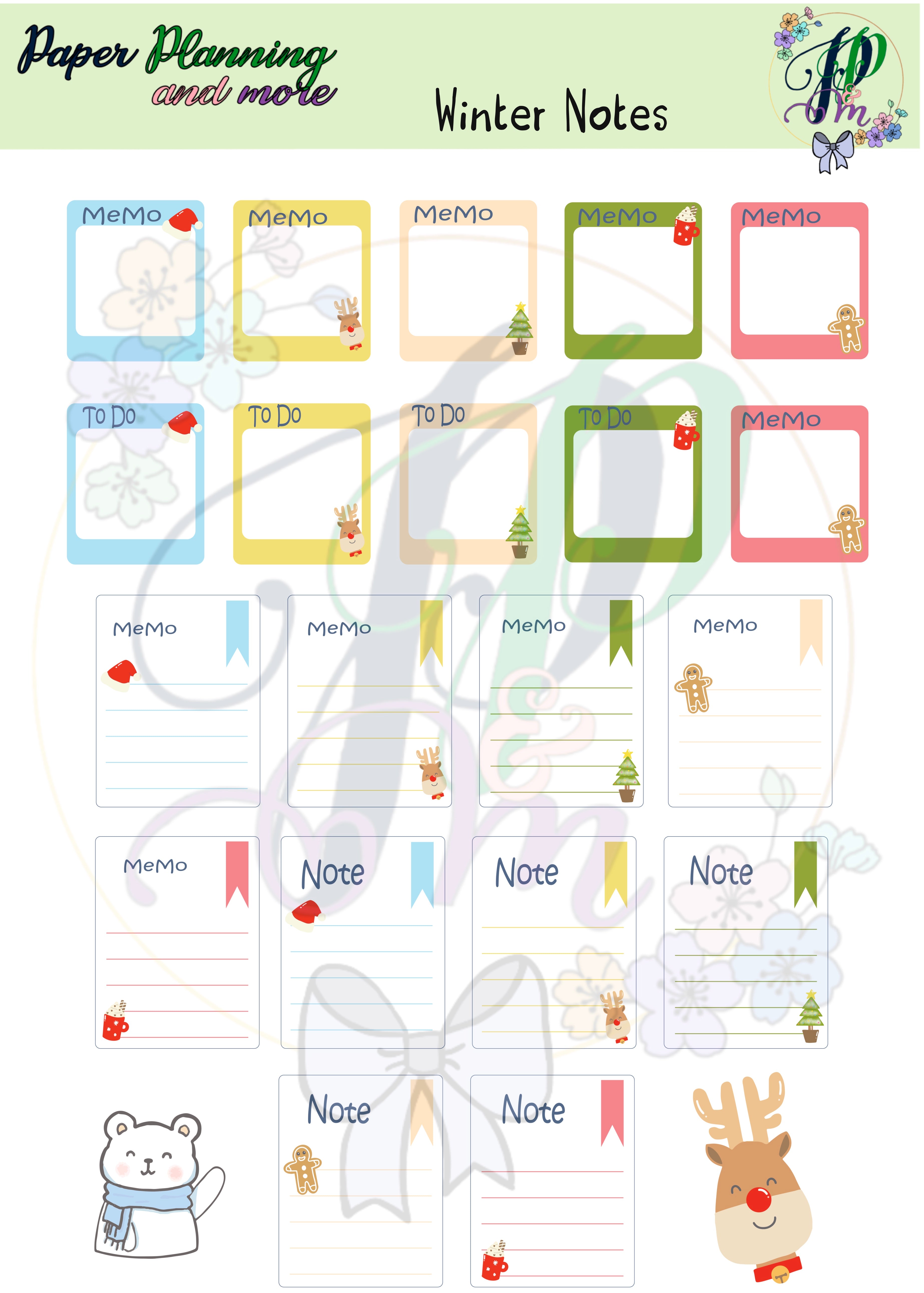 Winter Note Sheets Winter Notes Sticker Sheet – Paper planning and more