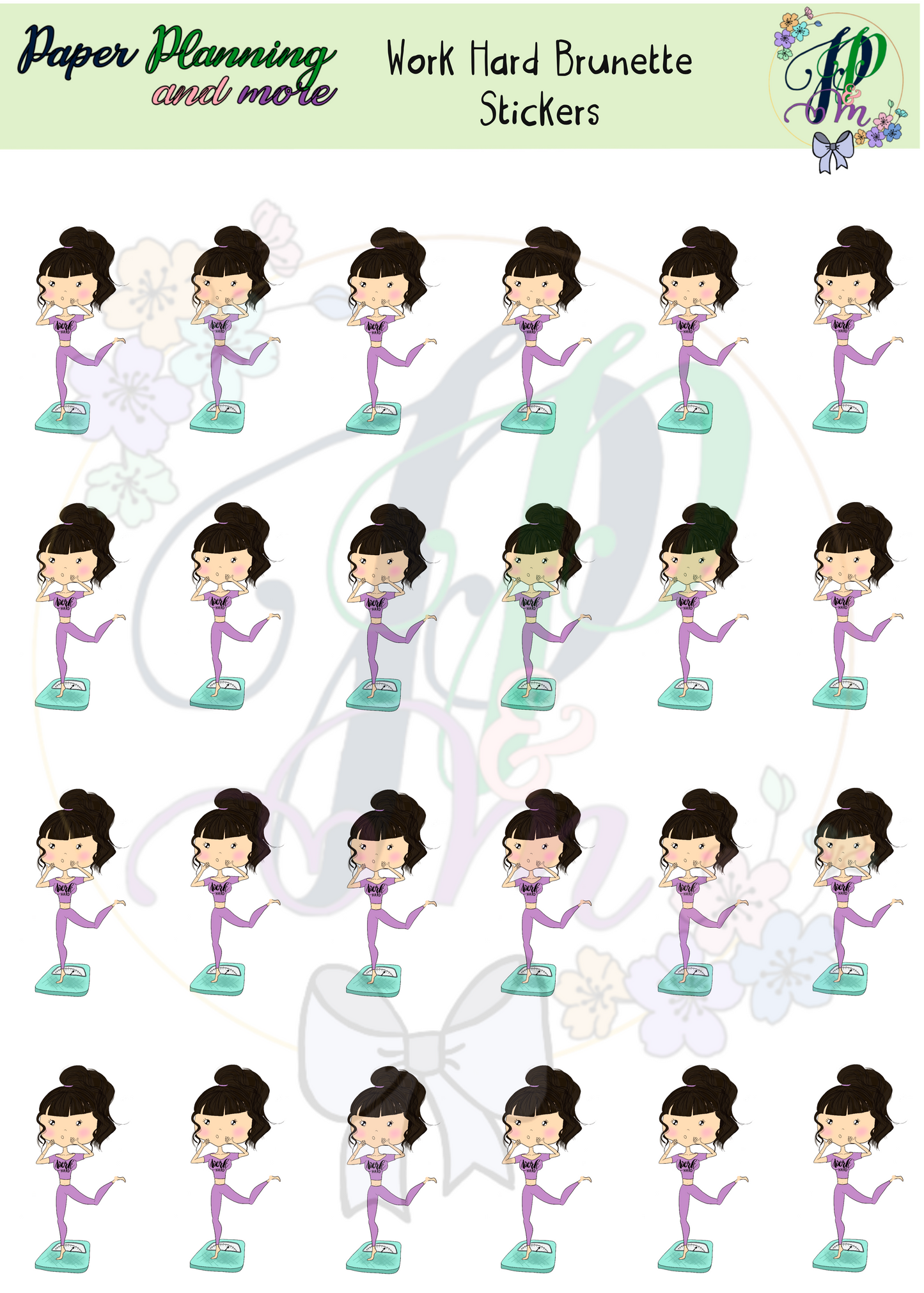 Work Hard Brunette Sticker Sheet