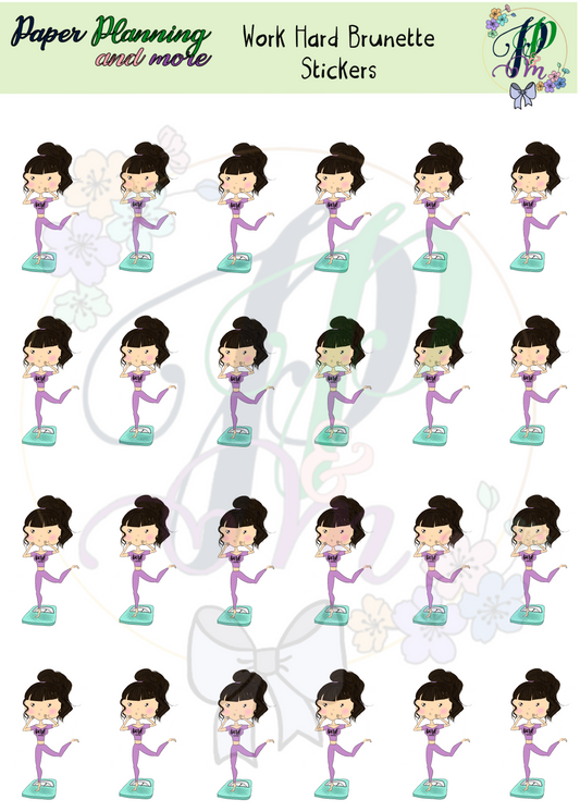 Work Hard Brunette Sticker Sheet