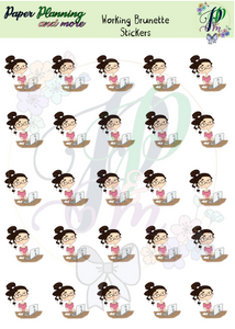 Working Brunette Sticker Sheet