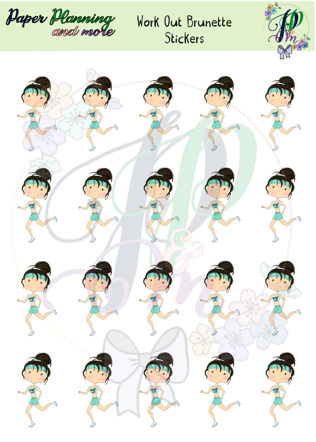 Work Out Brunette Sticker Sheet