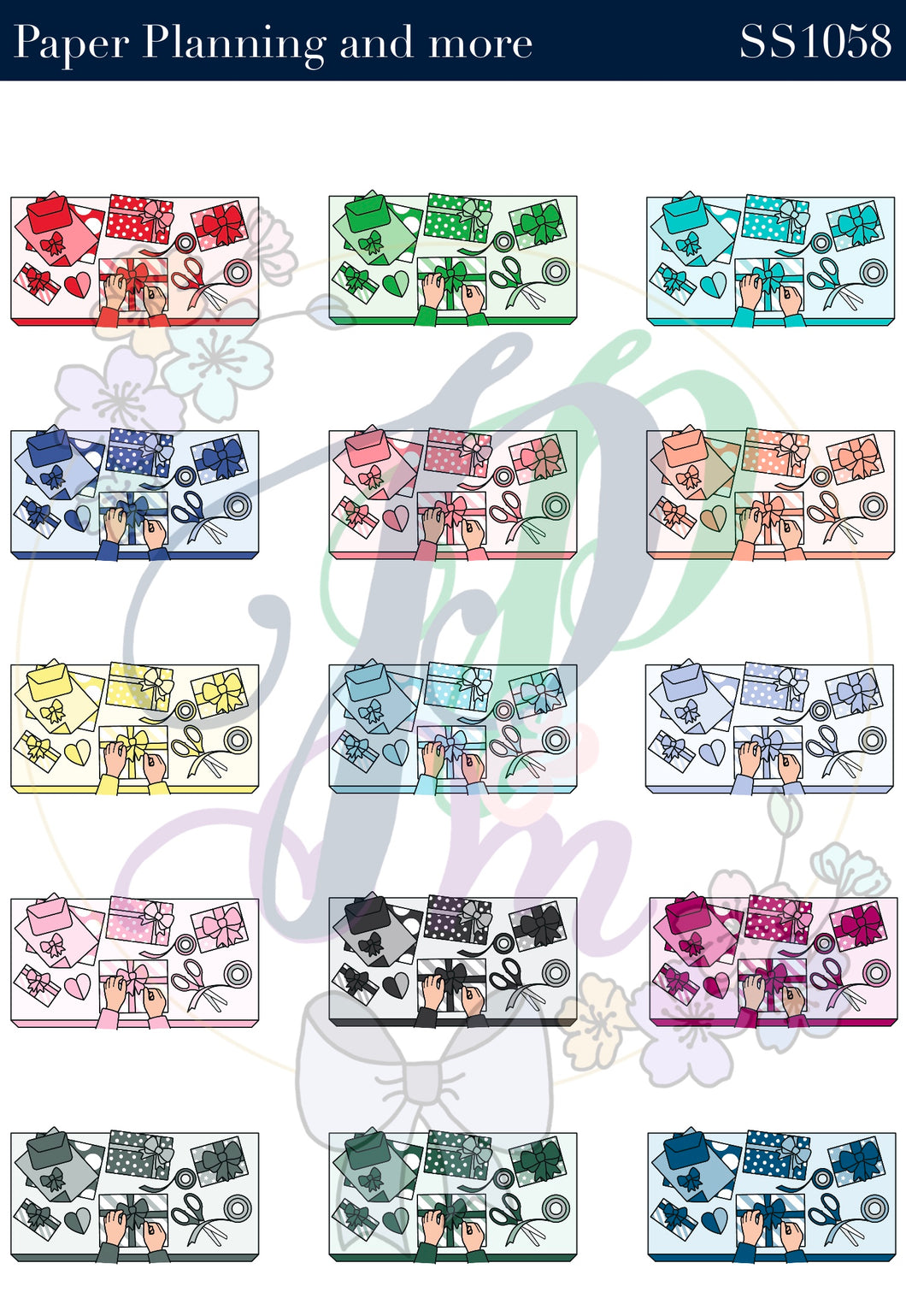 Wrapping Presents Flat Lay Sticker Sheet