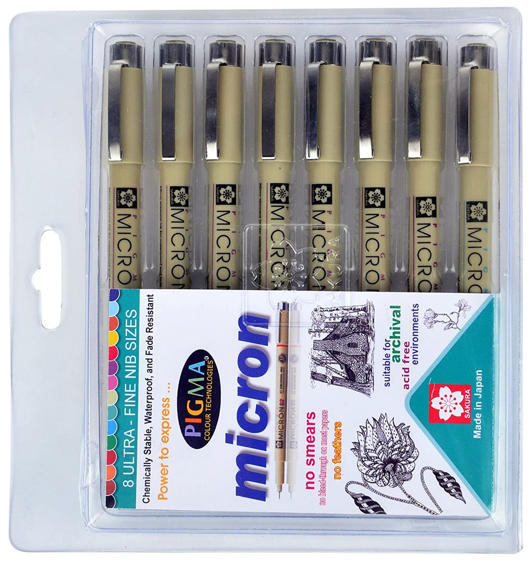 Sakura Pigma Brush Pen Set of 8 Assorted Nibs