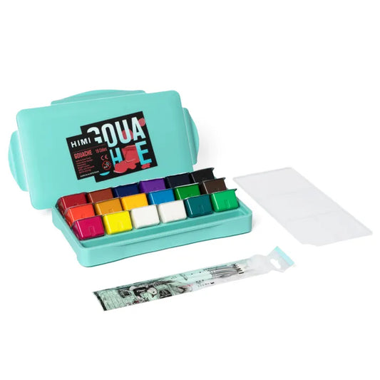 HIMI-Gouache Paint - 30 Ml Cups X 18 Colours & 3 Pcs Brush Set - New Generation