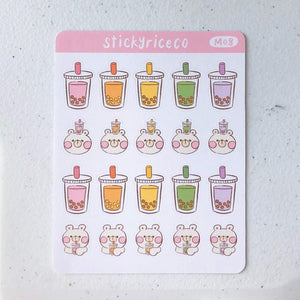 Rice the Bear Boba Planner Stickers
