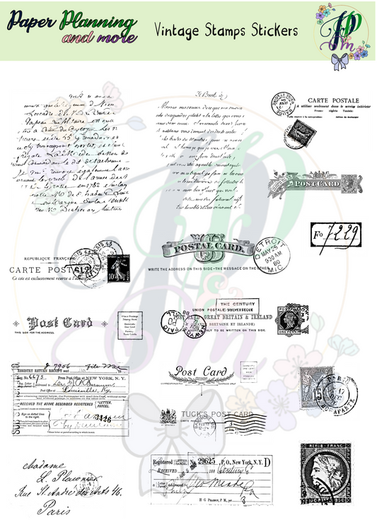 Vintage Stamps Sticker Sheet