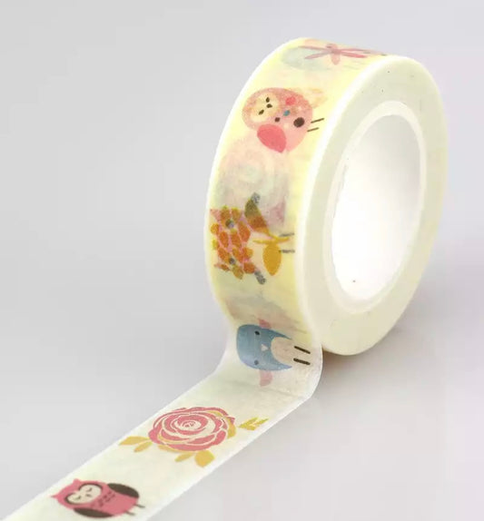 Yellow Owls Washi Tape