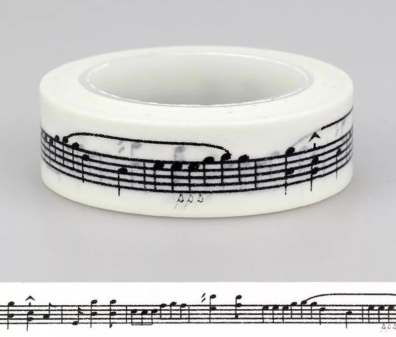Black and White Sheet Music Pattern Washi Tape