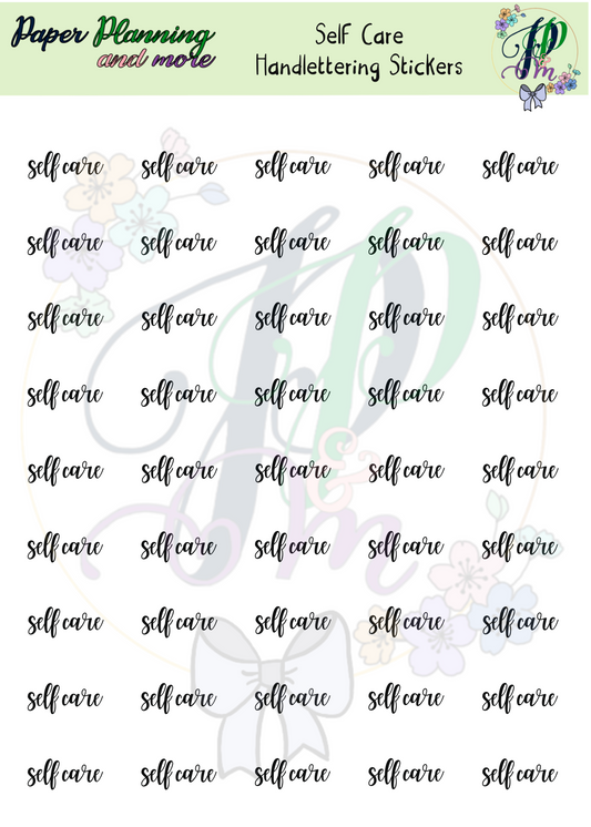 Self Care Handlettering Sticker Sheet
