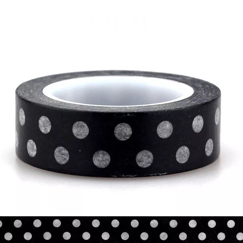 Black and White Large Polka Dots Washi Tape
