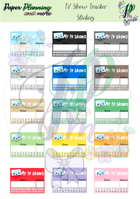 TV Show Tracker Sticker Sheet