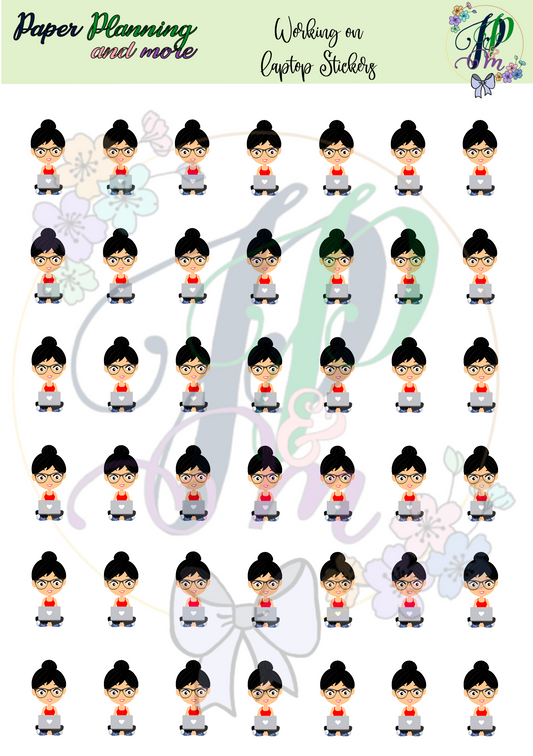 Working on Laptop Sticker Sheet