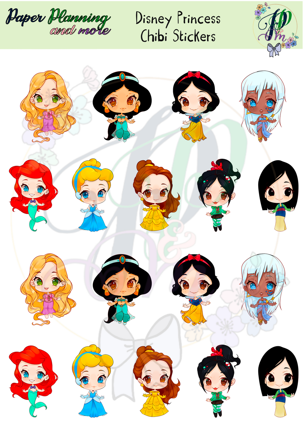 Disney Princess Chibi Sticker Sheet