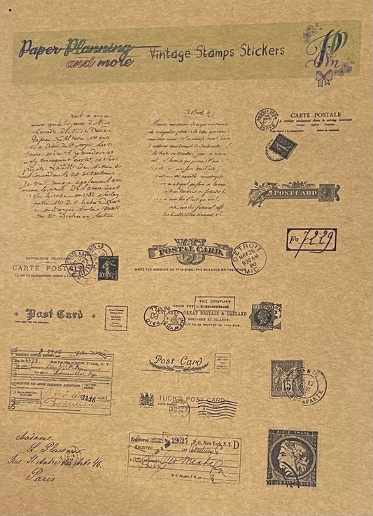 Vintage Stamps Sticker Sheet