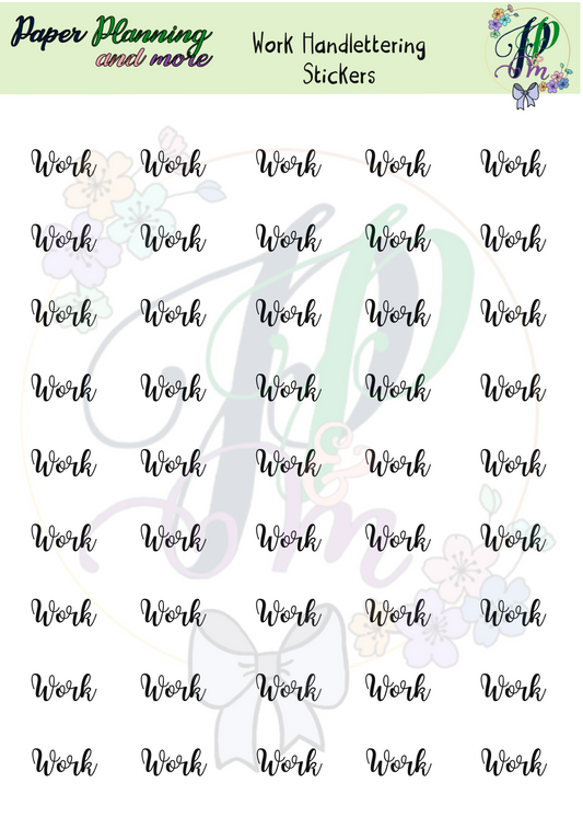 Work Handlettering Sticker Sheet