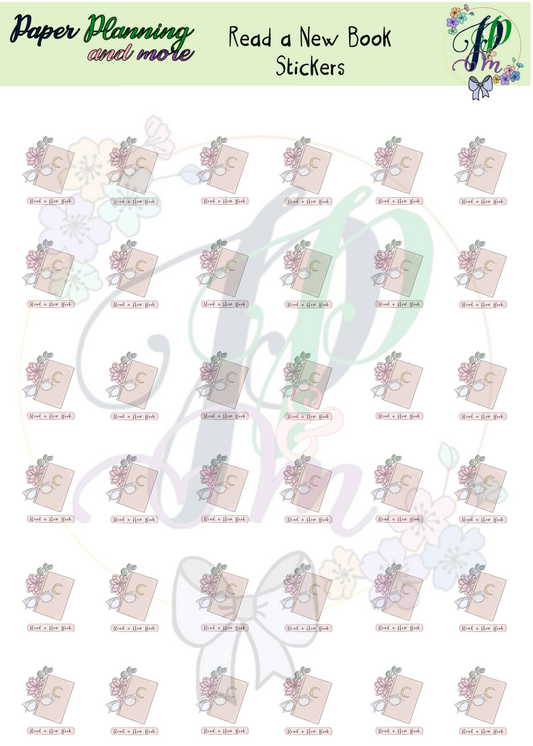 Read a New Book Sticker Sheet
