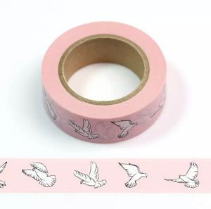 Pink and White Doves Washi Tape