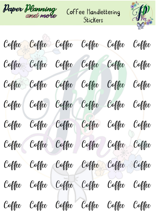 Coffee Handlettering Sticker Sheet