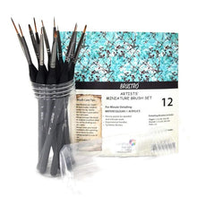 Load image into Gallery viewer, BRUSTRO Artists’ Watercolour &amp; Acrylic Miniature Brush Set of – 12
