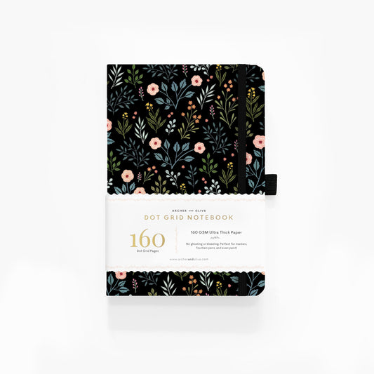 A5 Night Garden Dot Grid Notebook