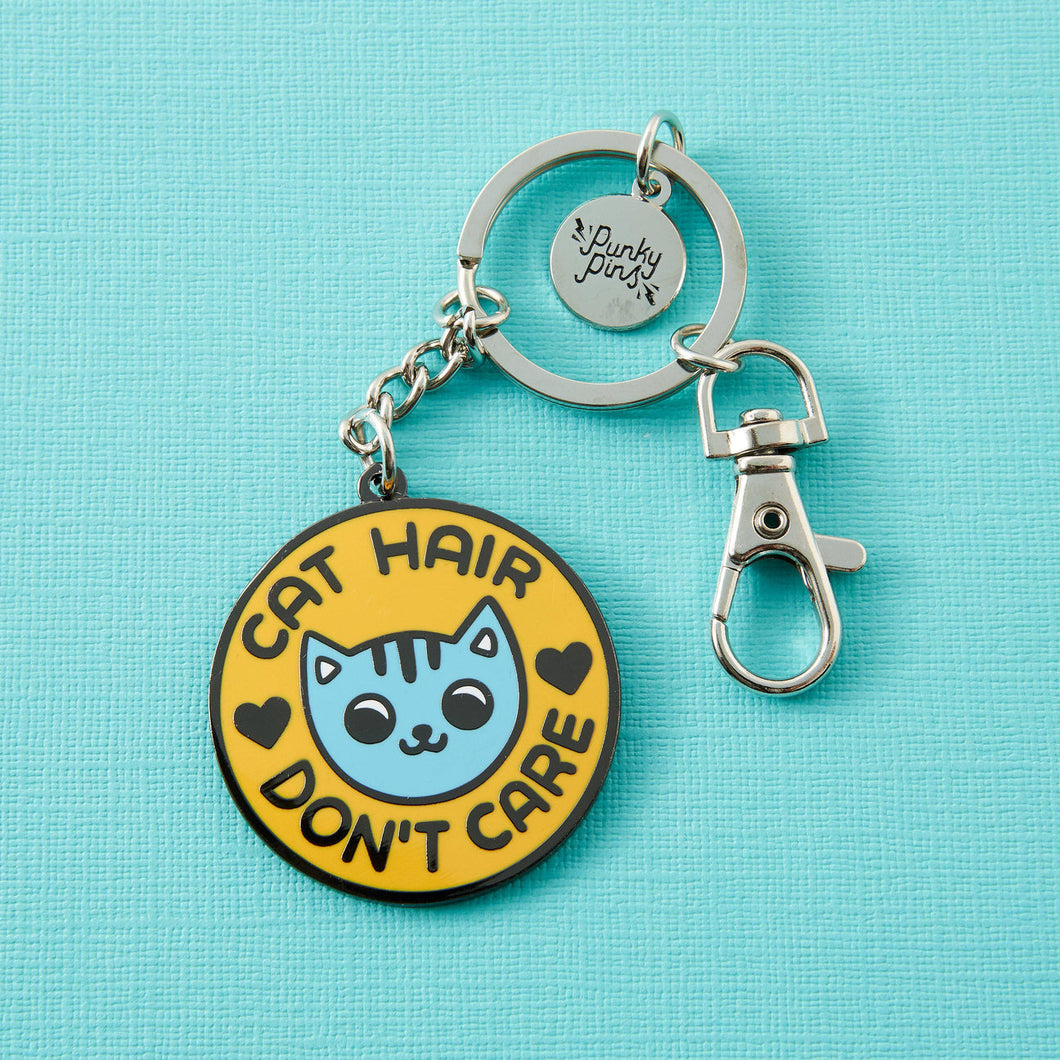 Cat Hair Don't Care Hard Enamel Keyring