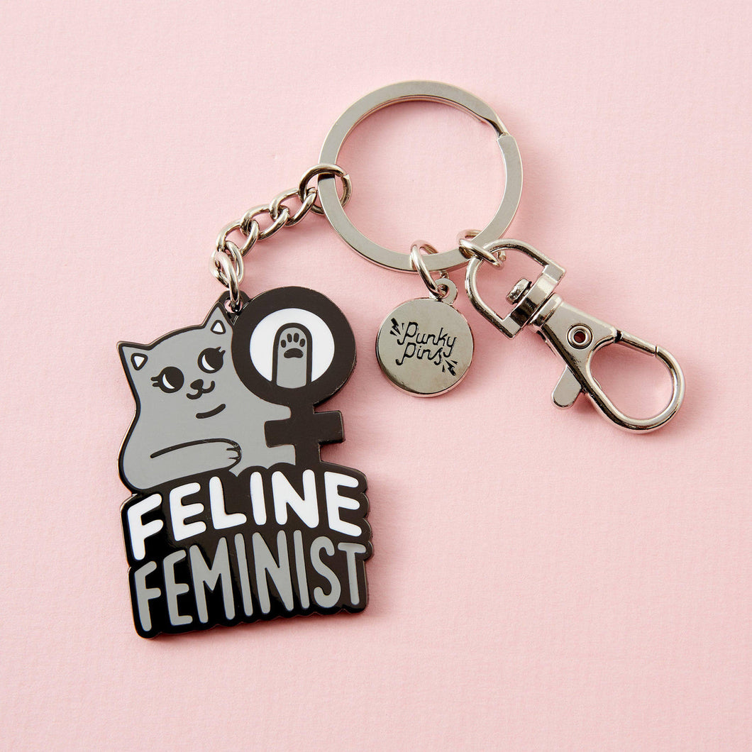 Feline Feminist Hard Enamel Keyring
