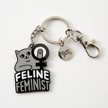 Load image into Gallery viewer, Feline Feminist Hard Enamel Keyring
