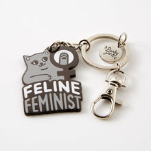 Load image into Gallery viewer, Feline Feminist Hard Enamel Keyring
