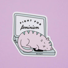 Load image into Gallery viewer, Fight For Feminism Cat Vinyl Sticker
