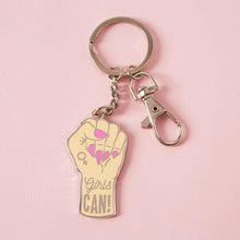 Load image into Gallery viewer, Girls Can Enamel Keyring
