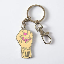 Load image into Gallery viewer, Girls Can Enamel Keyring
