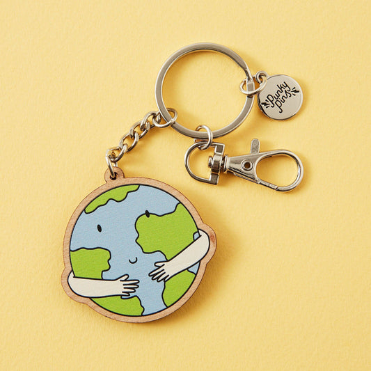 Hug the Earth Wooden Eco Keyring