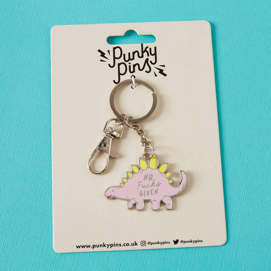 No Fucks Dinosaur Enamel Keyring