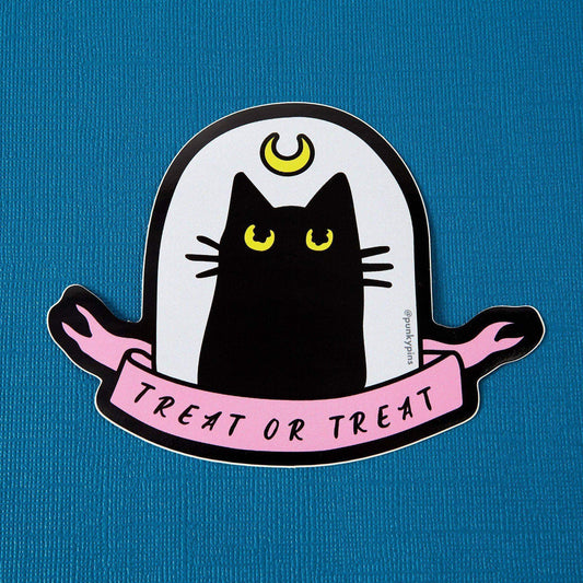 Treat or Treat Cat Laptop Sticker