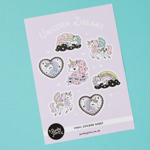 Unicorn Dreams Vinyl A5 Sticker Sheet