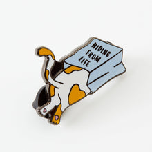 Load image into Gallery viewer, Hiding from Life Cat Enamel Pin
