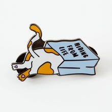 Load image into Gallery viewer, Hiding from Life Cat Enamel Pin
